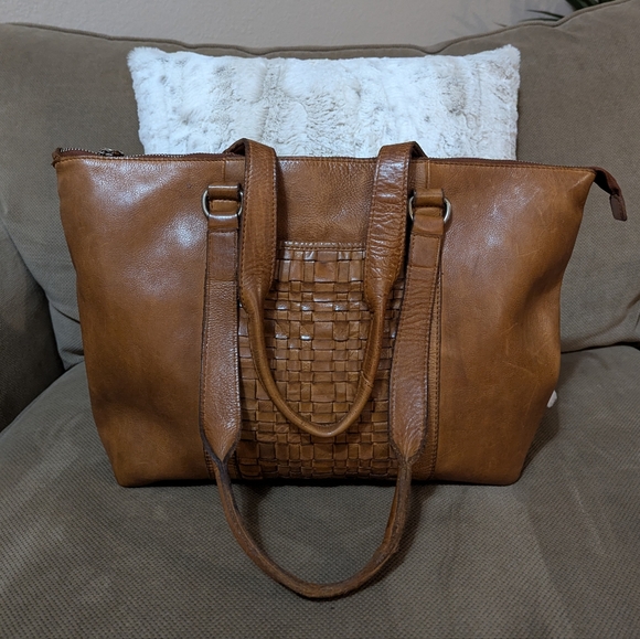 Vilenca Holland, Brown Cognac Leather Purse Shoulder Bag Tote 🤎 - Picture 4 of 12